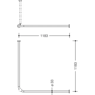 Hewi Duschvorhangstange 120 x 120 cm weiß