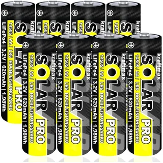 kraftmax Lichterkette LED Akku Solar 3,2 V 1,92 Wh 8er Set