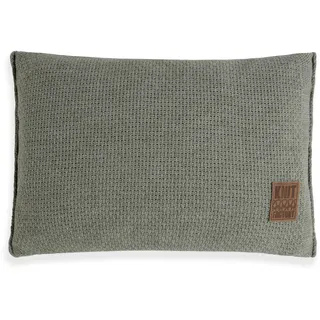 KNIT FACTORY - Jesse Kissen - Urban Green - 60x40 cm | Sofakissen mit Füllung und Bezug - Couchkissen - Zierkissen - Gestrickter Dekokissen - Zeitloses Design