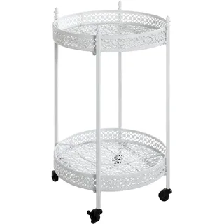 Haku-Möbel HAKU Servierwagen weiß, Metall - Maße: H 74 cm x Ø 45 cm, Style: Coastal Furniture