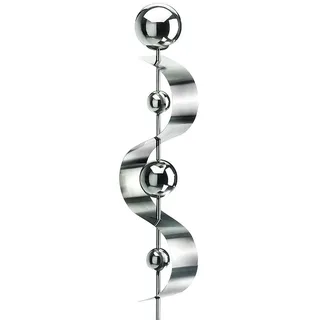 Kobolo Gartenstecker Gartenstab Edelstahl silber Blumenstecker Dekostecker SNAKE 145 cm | Garten Dekoration Ideen Vorgarten Beetstecker mit Erdspieß - Silber