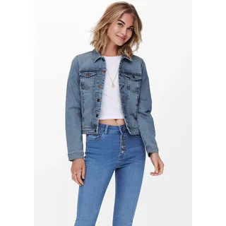 Jeansjacke ONLY "ONLWESTA LS DNM JACKET CC PIM100221", Damen, Gr. 34 (XS), blau (light blau denim), Denim/Jeans, Obermaterial: 75% Baumwolle, 24% Polyester, 1% Elasthan, unifarben, normal, Jacken Jeansjacke