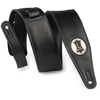 Levy's Leathers M17VGN-BLK Unisex-Erwachsene 6,3 cm schwarzer, gepolsterter Gurt aus veganem Leder mit Hanf-Logo verstellbar von 121,9 cm bis 139,7 cm Gitarrengurt, Standard