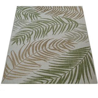 Teppich Kuba 123, Paco Home, rechteckig, Höhe: 4 mm, Flachgewebe, Motiv Blätter, In- und Outdoor geeignet, Wohnzimmer grün 60 cm x 100 cm x 4 mm