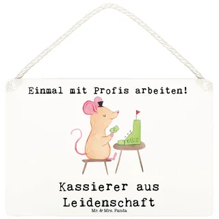 Mr. & Mrs. Panda Schild Kassierer Leidenschaft DIN A6 - Geschenk, holzbild, Witzig, hängeschild, kleine aufmerksamkeit, Holzschild, Türschild, Spruch, Kassenwart, Lustig