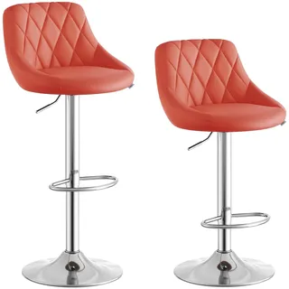 WOLTU Barhocker 2er Set, Barstuhl Höhenverstellbar, PU-Bezug, Rot