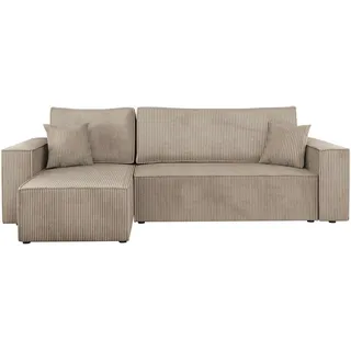 Mirjan24 Ecksofa Beige, Textil, 5-Sitzer, L-Form,L-Form, 244x145 cm, Wohnzimmer, Sofas & Couches, Wohnlandschaften, Ecksofas