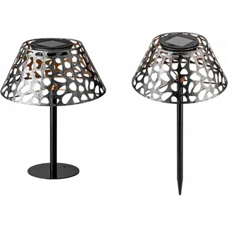 seasonals LED Solar Tischleuchte Metall 25,5x20cm 2in1 Gartenstecker silber