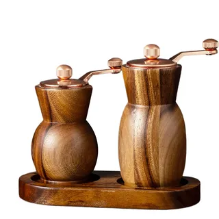 Pfeffermühle Salz Holz - Manueller Mahler Mit Kurbel, Gewürz Set Küche Handwerk, Aromatische Gewürze | Verwendung Theke Küche Speisekammer Wohnung Restaurant Camping Bohnen Kümmel