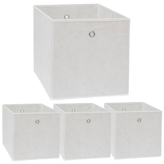 4er Set Aufbewahrungsbox für Kallax Regal 33x38x33 Stoff Box mit Öse Weiß