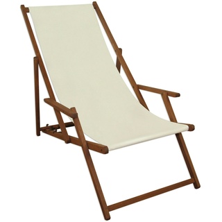 Erst-Holz Liegestuhl weiß Gartenliege klappbare Sonnenliege Deckchair Strandstuhl Holz Gartenmöbel 10-303