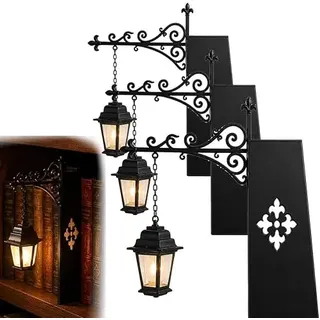 SpirWoRchlan Vintage Holz-Bibliothekslaterne, LED-Lampe, dekoratives Bücherregal und Leseecke, rustikale Schreibtisch-Tischleuchte, dekorative Beleuchtung für Arbeitszimmer, Schlafzimmer