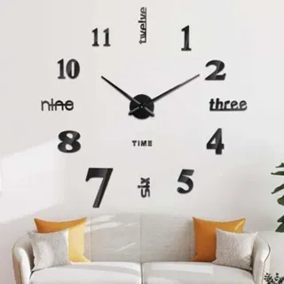 Lautlose Riesen-3d-wanduhr – Digital Zum Selbsteinbau, 60 Bis 120 Cm, Schwarz, Für Wohnzimmer, Küche Oder Schlafzimmer