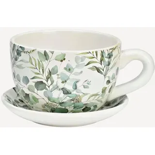 Seyila Home Pflanzkübel Pflanztasse aus Keramik mit Unterteller,Blumentopf 20 cm