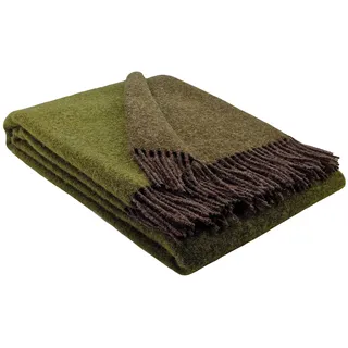STTS International Wolldecke 100% Schurwolle Wohndecke in versch. Farben 140 x 200 cm Tagesdecke Schurwolldecke Woll-Plaid Tirol (Braun-Olive (Double face), 140 x 200 cm)