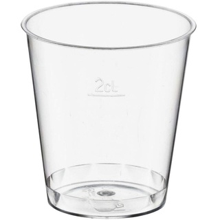 2000 Stk. Einweg-Schnapsglas 2cl, PS, mit Eichstrich, transparent glasklar