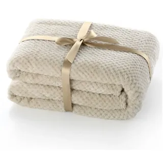 Wohndecke Decke Microfaser Wohndecke Tagesdecke Fleece, DecoKing, weich sanft kuschelig skandinavischer Stil beige 70 cm x 150 cm