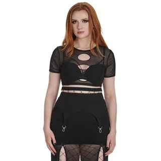 Banned Shirttop Eclipse Mesh Netz Top Cut Out Ausschnitt Gothic Punk Distressed schwarz XS