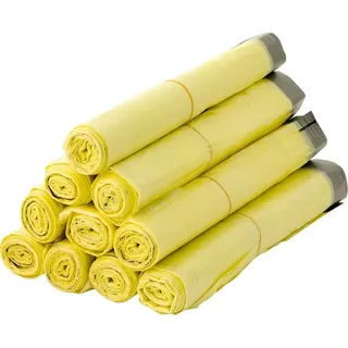 BigDean 10 Rollen Gelber Sack, Gelbe Säcke 90 Liter HDPE Gelb 13 Stück pro Rolle, insgesamt 130 Stück Ideal Für Mülltonnen Mülleimer Und Körbe