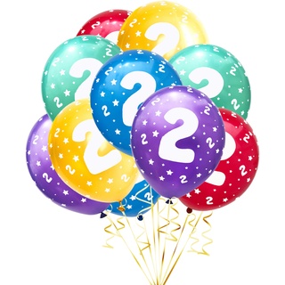 Luftballon Set Zahl 2 für 2. Geburtstag Kindergeburtstag Party 10 Deko Ballons Geburtstagsdeko bunt