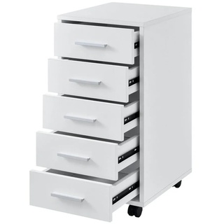 en.casa Rollcontainer, (1 St), Stockholm Aktenschrank mit 5 Schubladen weiß
