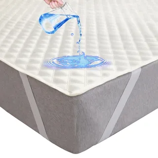 Arcona Matratzenschoner wasserdicht 160x200, Atmungsaktive Wasserdichter Matratzenschoner, Nässeschutz Matratzenauflage, Elfenbein Weiß Matratzenschutz, Inkontinenzunterlage Waschbar
