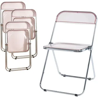 [en.casa] Stühle, Pornainen 4er Set Rosa, transparent