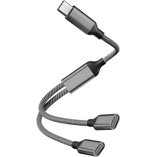 Leloco USB C Splitter 1 zu 2, USB C Doppelstecker Typ C Stecker auf 2 Buchse für Strom und Daten Typ C Verteiler Kompatibel mit Mobiltelefone, Tablets, Lapto, Mac, PS4, PS5, Auto, Tastatur, Maus usw