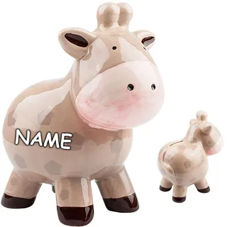 alles-meine.de GmbH große XL Spardose Verschiedene Motive frei wählbar süße Giraffe - inkl. Name - stabile Sparbüchse - aus Porzellan/Keramik - mit Verschluss - 18,5 cm - S..