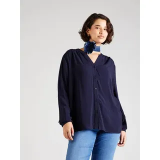 ONLY CARMAKOMA Langarmbluse CARANITA (1-tlg) Falten blau 48