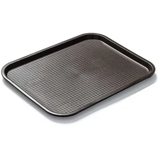FORGAST Serviertablett Groß 45x35cm Braun Kunststoff Tablett Rechteckig | Bruchsicheres Fast Food Tablett für Gastronomie & Küche. Leicht zu reinigende Servierplatte für Speisen und Getränke.