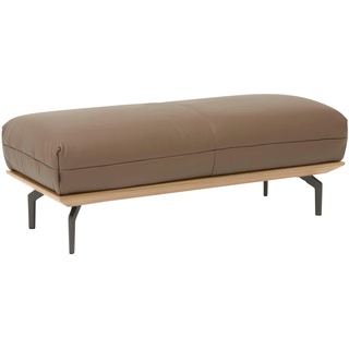 Hocker HÜLSTA SOFA "hs.420" Gr. B/H/T: 123 cm x 43 cm x 54 cm, Leder OSKAR, Holzrahmen Eiche Natur, braun (signalbraun 534, 44) Polsterhocker Hocker in 2 Bezugsqualitäten, Holzrahmen Eiche Natur oder Nussbaum