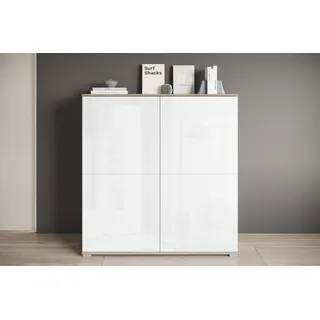 OTTO home PC-Schrank OTTO HOME "Kenia, Sekretär, Home Office", sonoma, weiß hochglanz, B:120cm H:125cm T:39,5cm, Sekretäre, Mit Push-to-open, Tastaturauszug und praktischem Stauraum