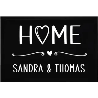 SpecialMe® Fußmatte mit Namen personalisiert Schriftzug Home Herz Zuhause Paare Familie rutschfest & waschbar Schwarz 60x40cm