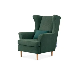 Konsimo Ohrensessel Stralis Webstoff 82 x 108 x 80 cm Blau mit Kissen
