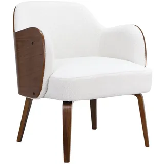 loft24 Loungesessel Hokaido - Sessel Polsterstuhl Armlehnstuhl Wohnzimmersessel (1-St), Armlehnstuhl, Polsterstuhl, Stuhl, Mid Century Design weiß 72 cm x 79 cm x 69 cm