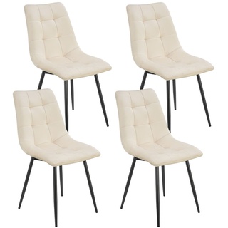 Juskys Esszimmerstühle Blanca 4er Set - Samt Stühle gepolstert - Stuhl Esszimmer & Küche Beige