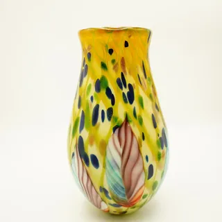 CRISTALICA Murano Glas Vase Fiona 37 cm Bunt – Handgefertigte Blumenvase Modern im Murano-Stil – Dekorative Glasvase für Wohnzimmer, Tischdeko & Osterdeko