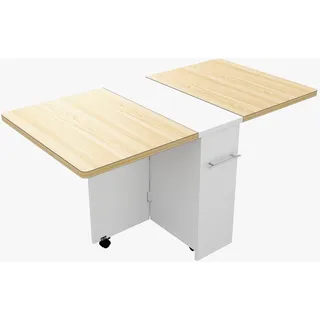 Garvee Klapptisch Esstisch ausziehbar, Platzsparender Küchentisch für kleine Räume, Multifunktionaler Schreibtisch & Esstisch, Modernes Design in Weiß & Helles Holz, 120x60cm