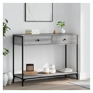 furnicato Konsolentisch 100 x 34,5 x 75 cm Grau Sonoma aus Holzwerkstoff und (1-St), Stabiler Beistelltisch mit Stauraum und verstellbaren Beinen im Flur grau 34.5 cm x 75 cm x 100 cm
