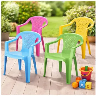 Progarden Kinderstuhl Kunststoff Kinder 52 cm Bunt 4 er Set (Set, 4 St), 4er Set, Gartenstuhl, Stuhl, Stapelbar, Kunststoff bunt