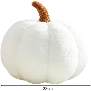 Kürbis-plüschkissen, 28 Cm, Ultraweiches, Flauschiges Kürbis-plüschkissen, Herbst-/halloween-/thanksgiving-kissen, Weiß