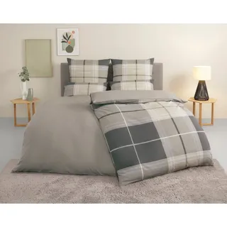 TOM TAILOR HOME Wendebettwäsche Eric in Gr. 135x200 oder 155x220 cm, Renforcé, 3 teilig, mit Reißverschluss, mit GRATIS-Zugabe: Sportbeutel aus 100% Baumwolle beige