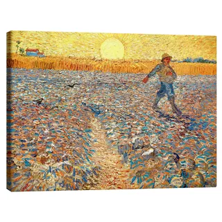 Posterlounge Sämann bei untergehender Sonne Leinwandbild | 70 x 50 cm von Vincent van Gogh Wandbilder Wanddeko