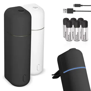 ONBEST Lufterfrischer - für ätherische Öle - Kabellos mit Akku - automatischer Start/Stop - Ultraschall Diffuser - inkl. 6 natürlicher Düfte - perfekt fürs Auto oder Innenraum (Schwarz)
