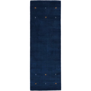 Wollteppich Gabbeh Uni, carpetfine, rechteckig, Höhe: 15 mm, reine Wolle, handgewebt, Gabbeh Loom Tiermotiv, auch als Läufer blau