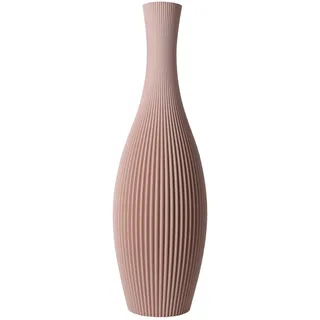 Slimprint Bodenvase Stella, Blüte Rosa, 18,8 x 60 cm, Hohe Dekovase für Pampasgras mit Modern Streifendesign, Recycelter Biokunststoff