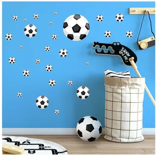 Sunnywall Wandtattoo Fussbälle Wandsticker Wandtattoo (2 St) bunt|schwarz