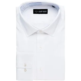 Camp David Herren Langarm Hemd Popeline Stretch Opticwhite - 46