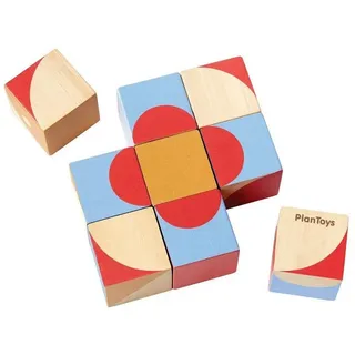 Plantoys Würfelpuzzle Geo Würfel, 9 Puzzleteile bunt